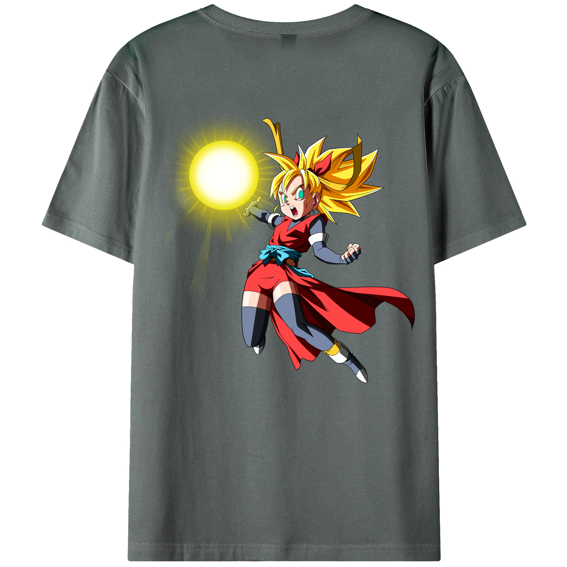 （画像用） ドラゴンボール カリフラ DRAGON BALL Caulifla 綿100％ メンズ半袖Tシャツ（バックプリント） 通気性